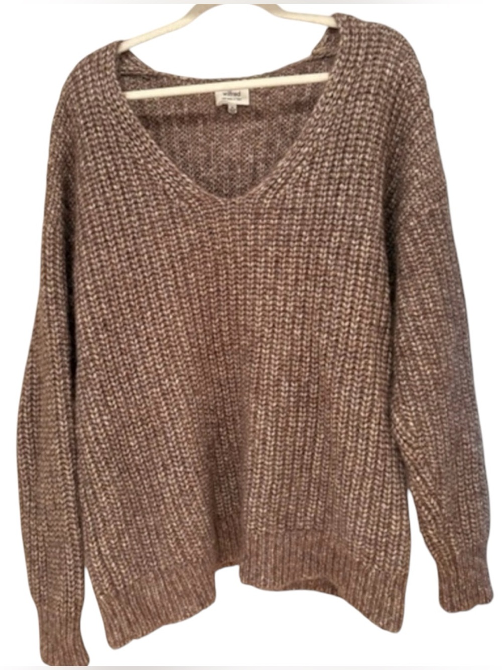 Wilfred Aritzia oversized cozy alpaca blend sweater brown tones size medium